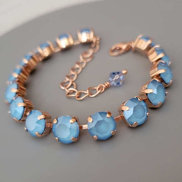 Austrian Crystal Tennis Bracelet in Rose Gold - Picture 1 of 10